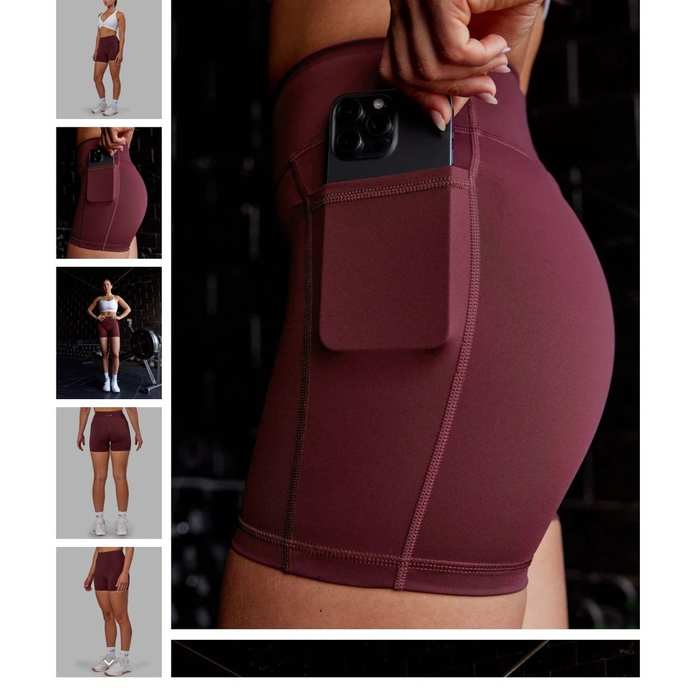 LSKD Elite X-Shorts Dark Cherry 4in High Waisted Shorts XS WTGH00415 NWT NEW - Picture 9 of 16